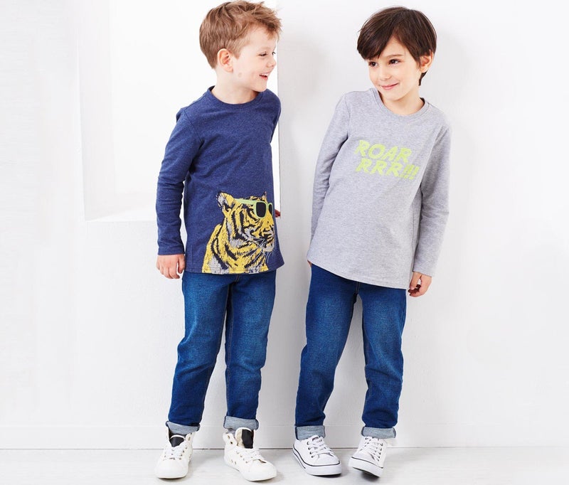 Tchibo Toddlers Boy Set of 2 Shirts, Grey/Blue - Image 1